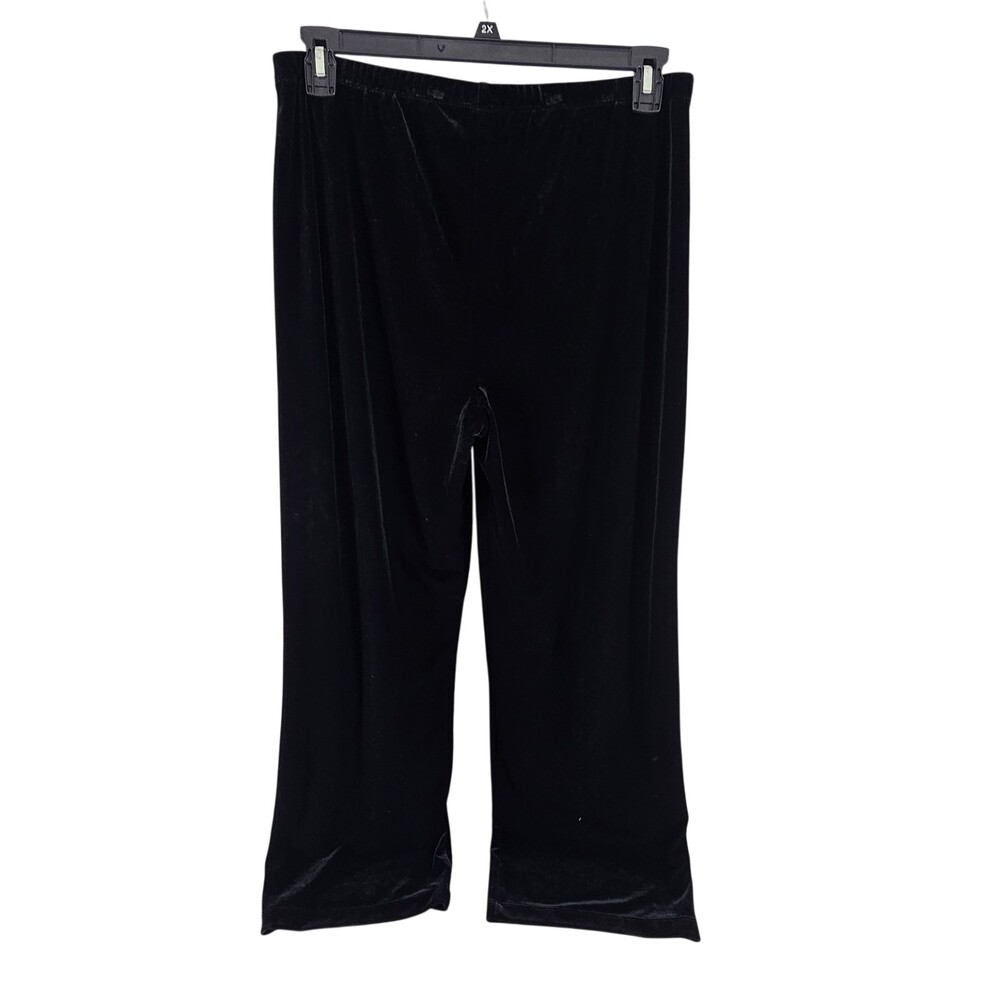 CHICO'S Pants Black Women XL 2 Velour Wide Leg Stretch Pull On